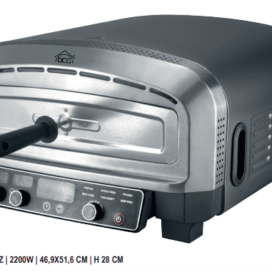 Elektrische pizzabakoven DCG MB2350 – 450°C, 2200W, inclusief vuurvaste steen, 6 programma's