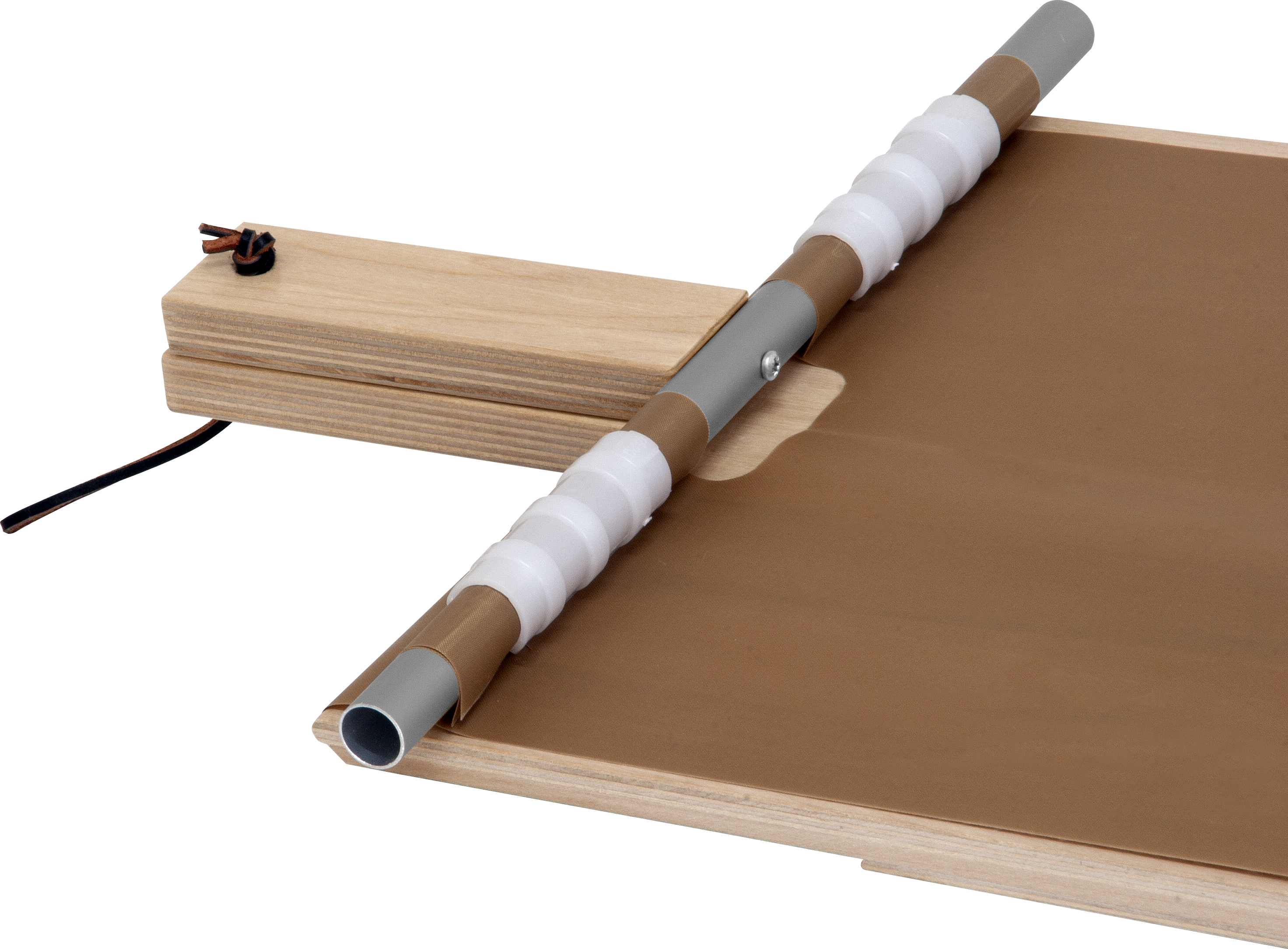 Dettaglio manico ergonomico e tubolare per fissaggio telo con clip - Pala Vesuvius 31x34cm