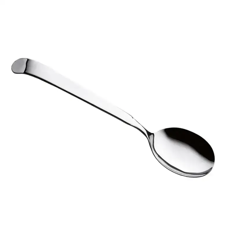 Voorbeeld van gepersonaliseerde lasergraveuring op een roestvrijstalen pizzabakkerstomatenlepel