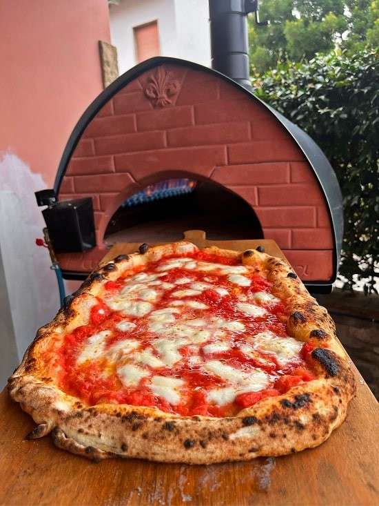 Horno Pizza Party Passione híbrido GPL y leña, vista frontal