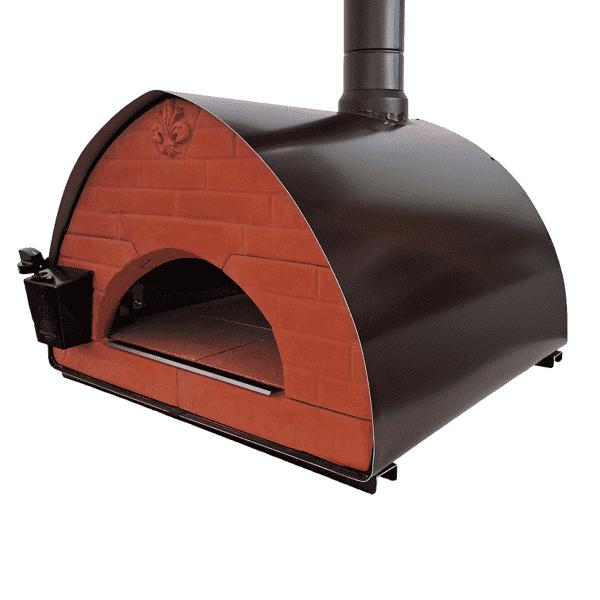 Forno Pizza Party Bollore geweerloop op witte achtergrond, vooraanzicht met bakplaat