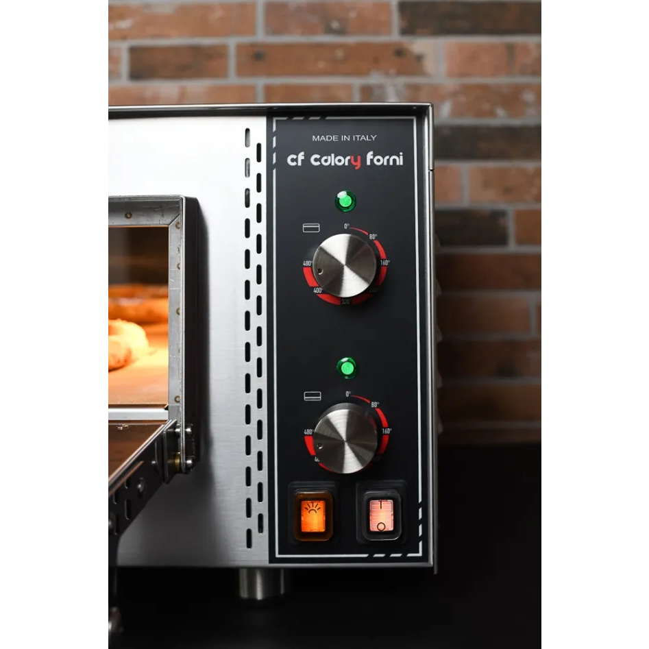 Calory CF62M PRO – Particolare delle manopole di controllo meccanico cielo e platea