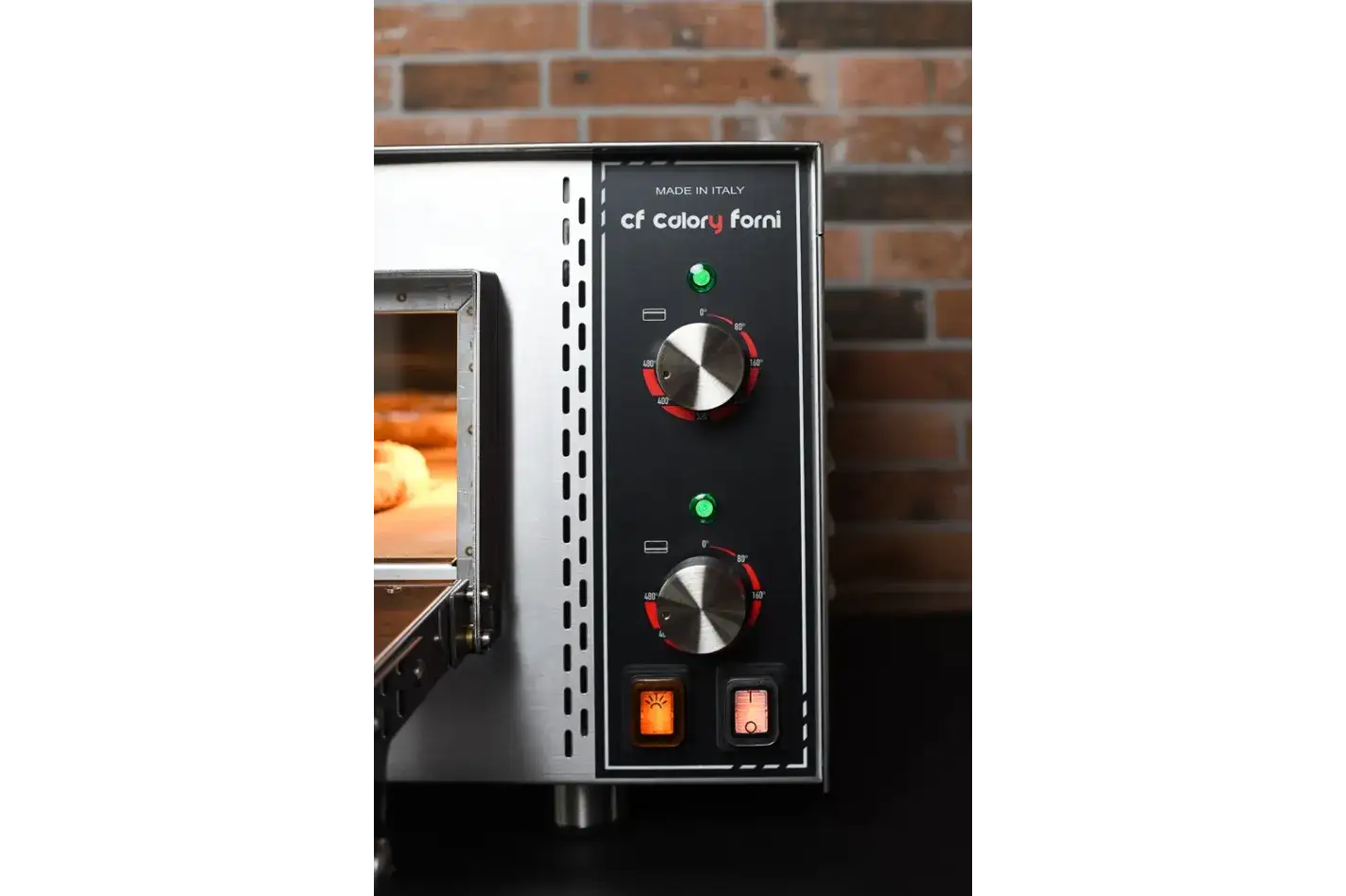 Calory CF62M PRO – Detail van de mechanische bedieningsknoppen voor het plafond en het podium
