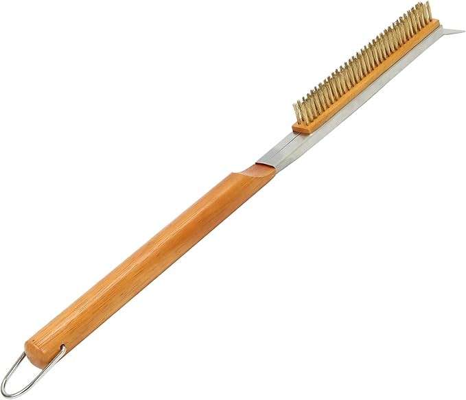 Brass brush for cleaning baked-on oven residue from electric pizza ovens Pizza Party