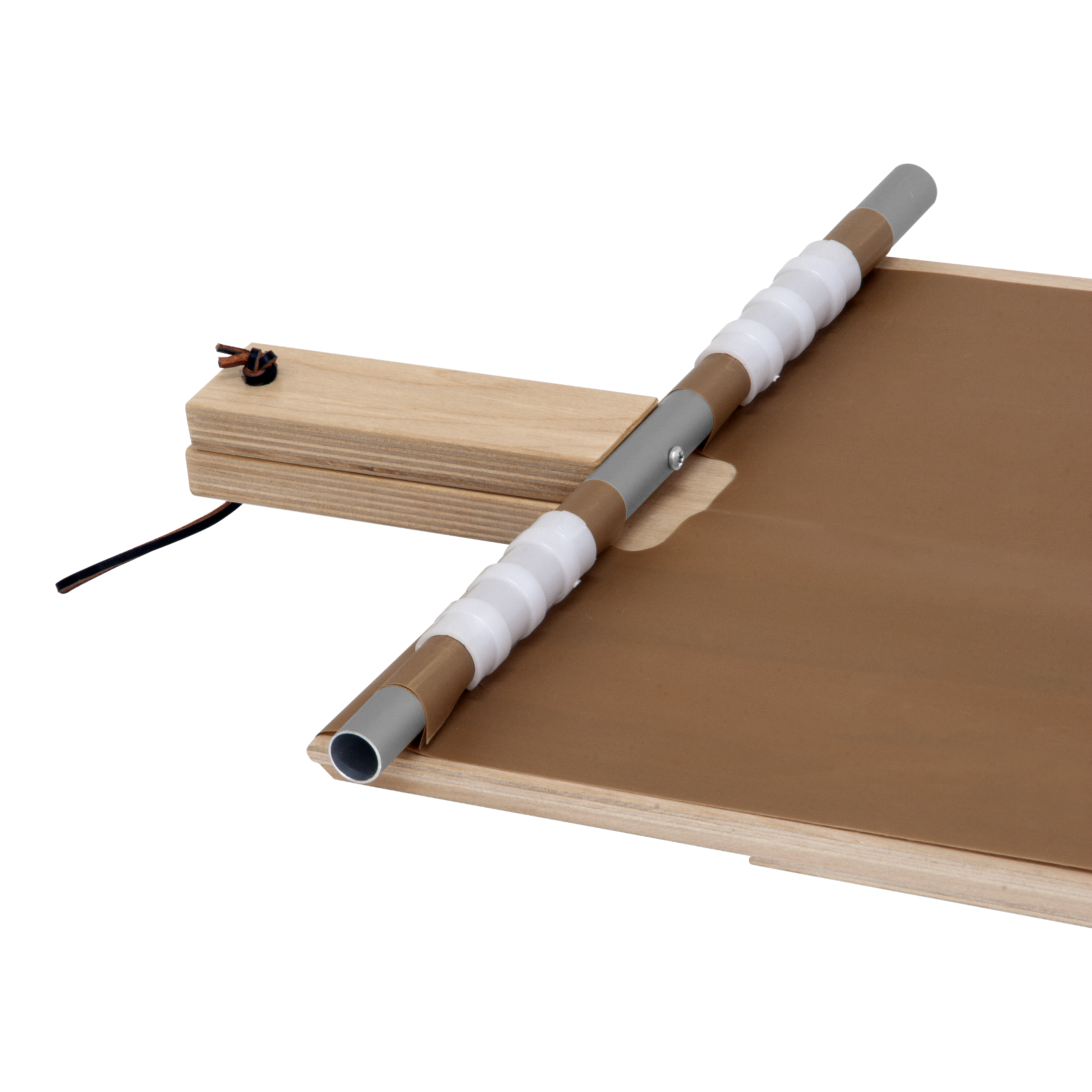 Dettaglio manico ergonomico e tubolare per fissaggio telo con clip - Pala Vesuvius 31x34cm