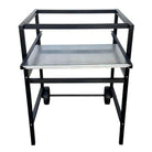  Support à roues noir Pizza Party pour four Pizzone Passione 70x90 avec étagère coulissante en acier sur fond blanc