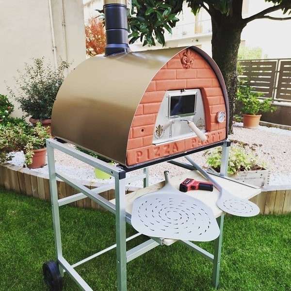 Houtgestookte Pizza Party oven voor 2 pizza's van 60x60cm, Goud