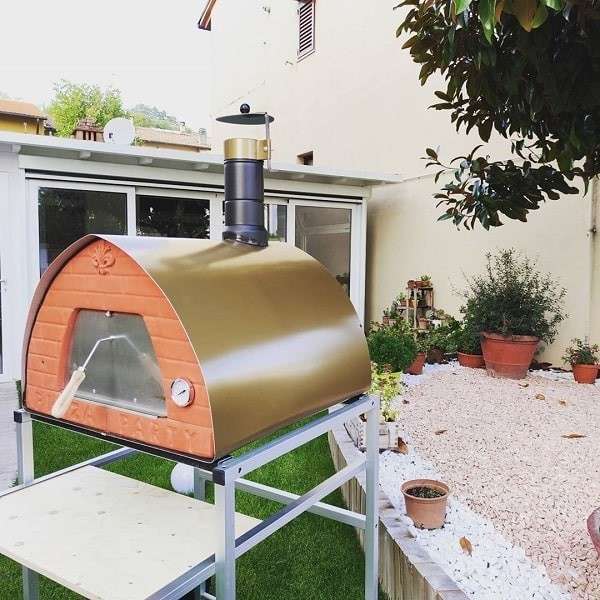 Houtgestookte Pizza Party oven voor 2 pizza's van 60x60cm, Goud